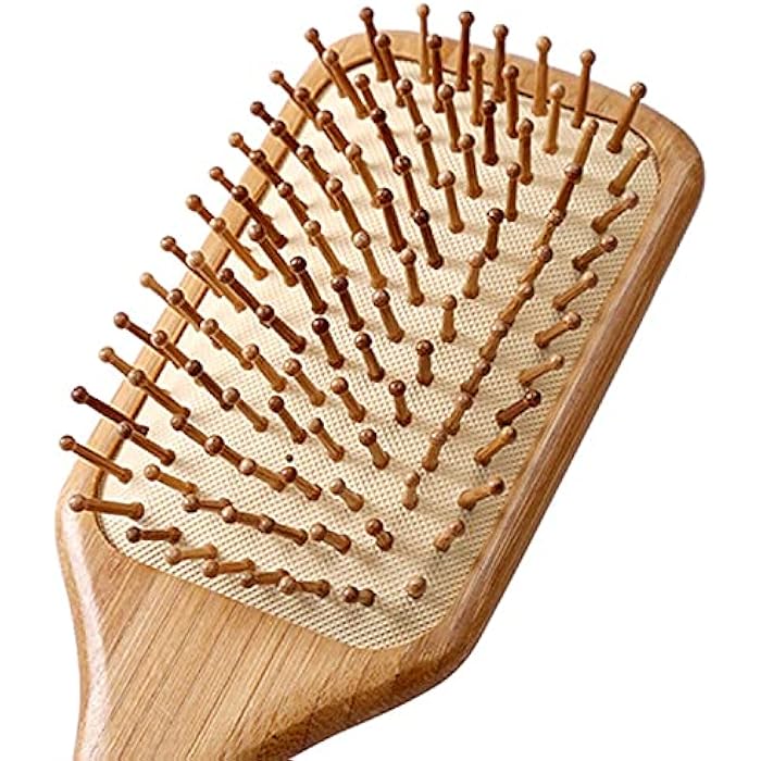 ORiTi Paddle brush, hair brush, Made of pure natural bamboo, no paint coating, massage the scalp while combing hair to promote blood circulation, prevent static electricity - Image 1